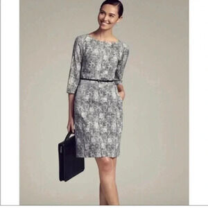M.M. LaFleur Etsuko Crackle Sheath Size 12 Dress Shift Work Office Wedding Black